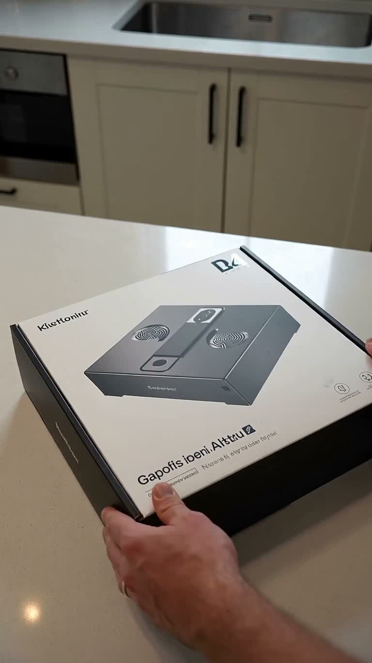 明亮厨房桌上的高端开箱