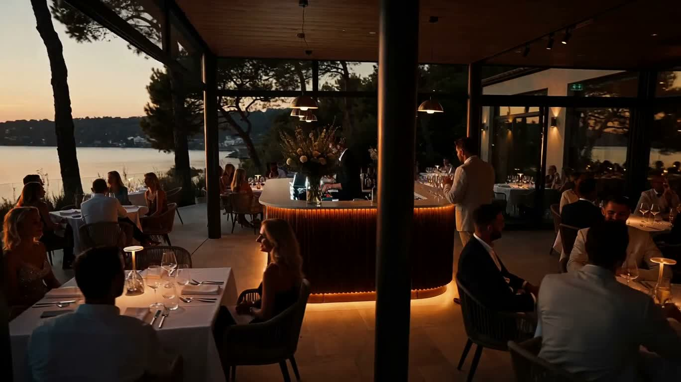 Night Banquet at a Lakeside Restaurant on Lake Bracciano