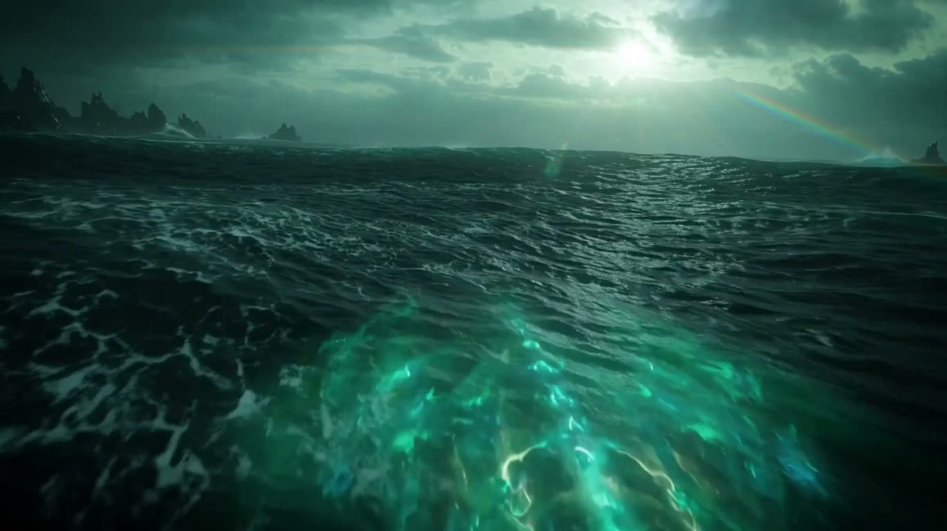 Le serpent de mer et le roi crabe sur la mer en tempête