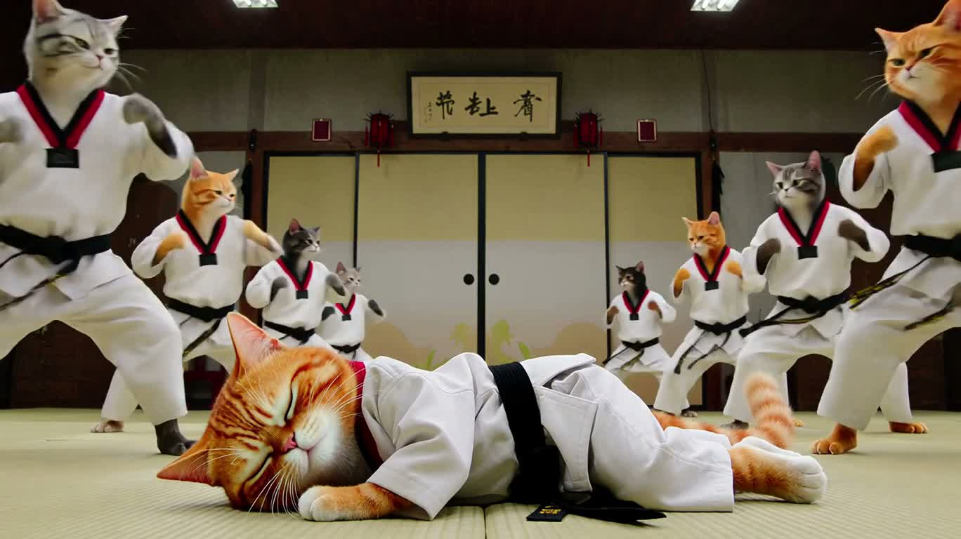 L'évasion sur les toits du chat kung-fu
