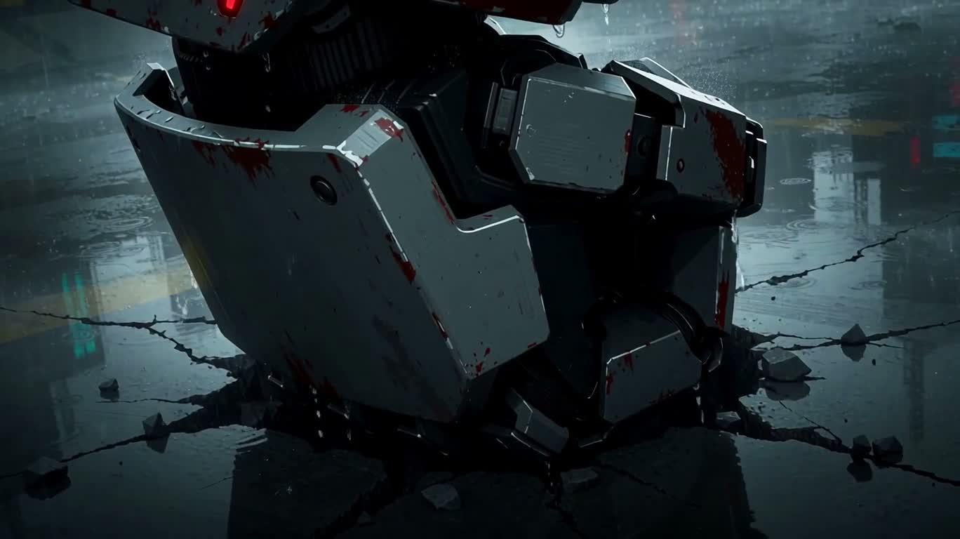 Neon Duo: Mecha Final Battle in the Rain