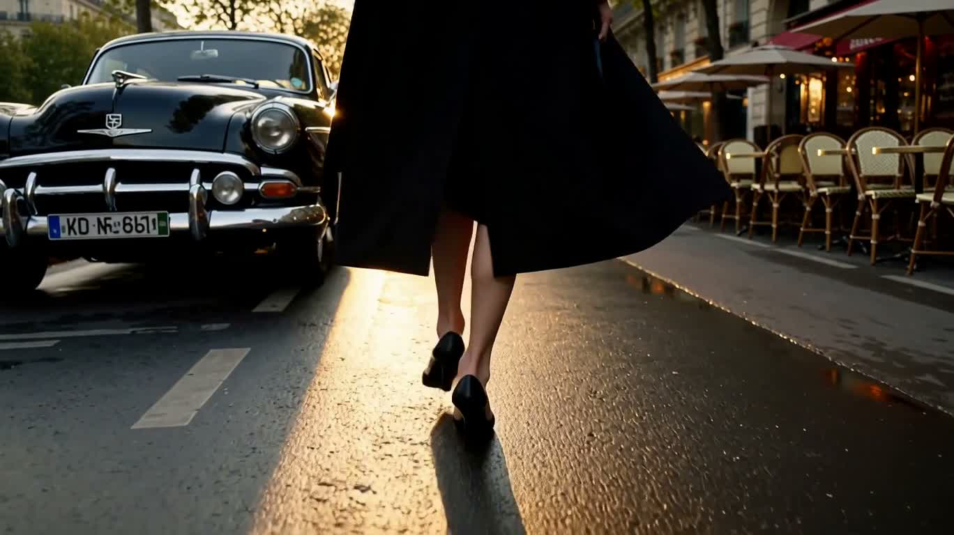 Allure parisienne du protagoniste en noir