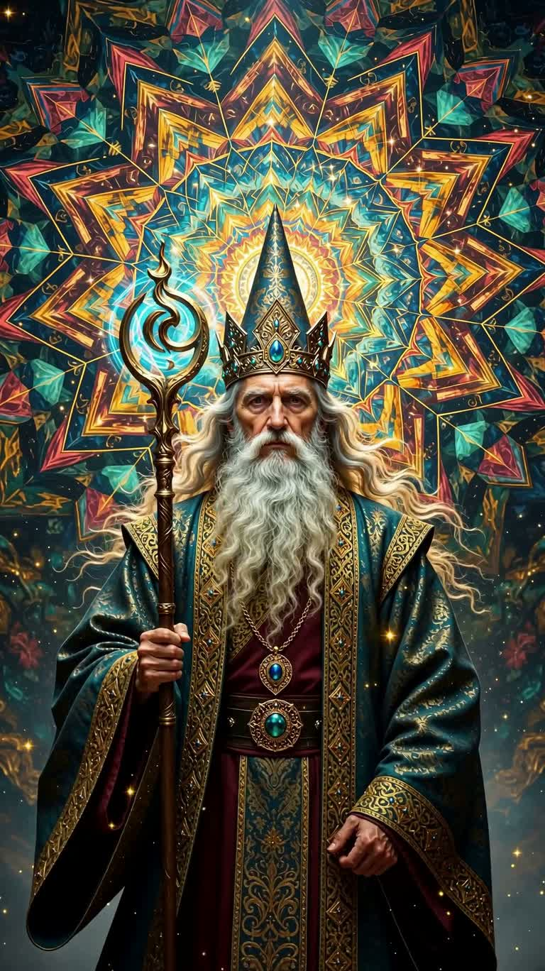 Geometric Prism Wizard Portrait — AI video creation
