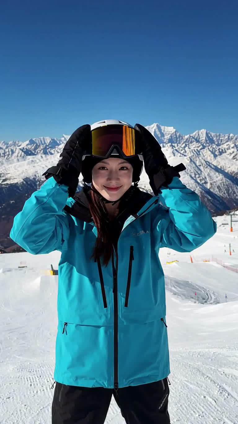 雪山滑板飞跃