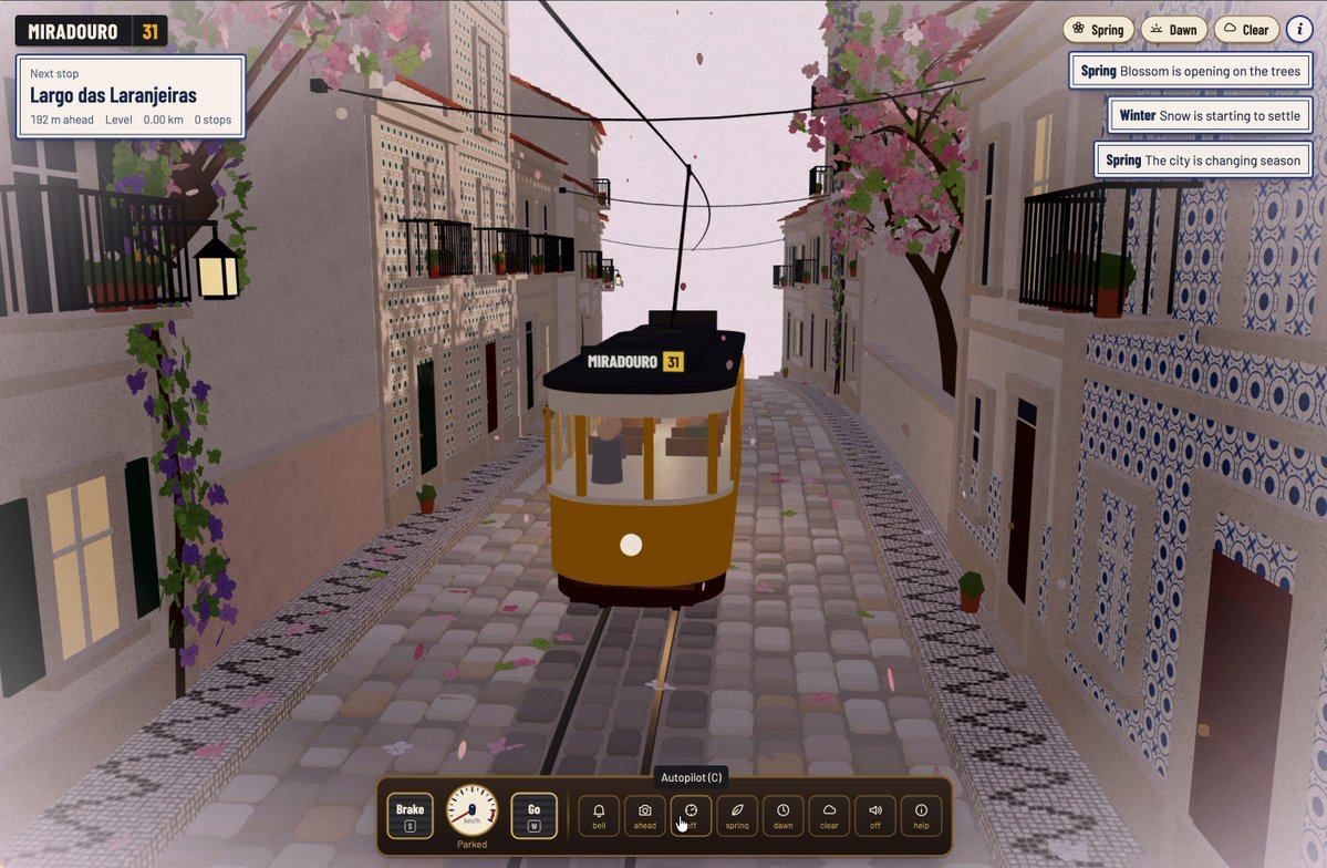 Endless procedural tram ride through Lisbon
