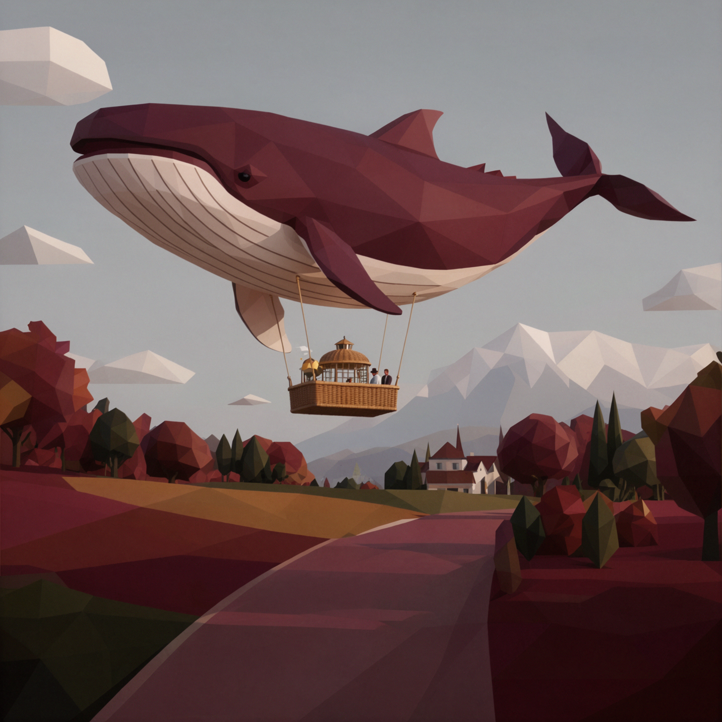Montgolfière baleine · Low Poly — AI image creation