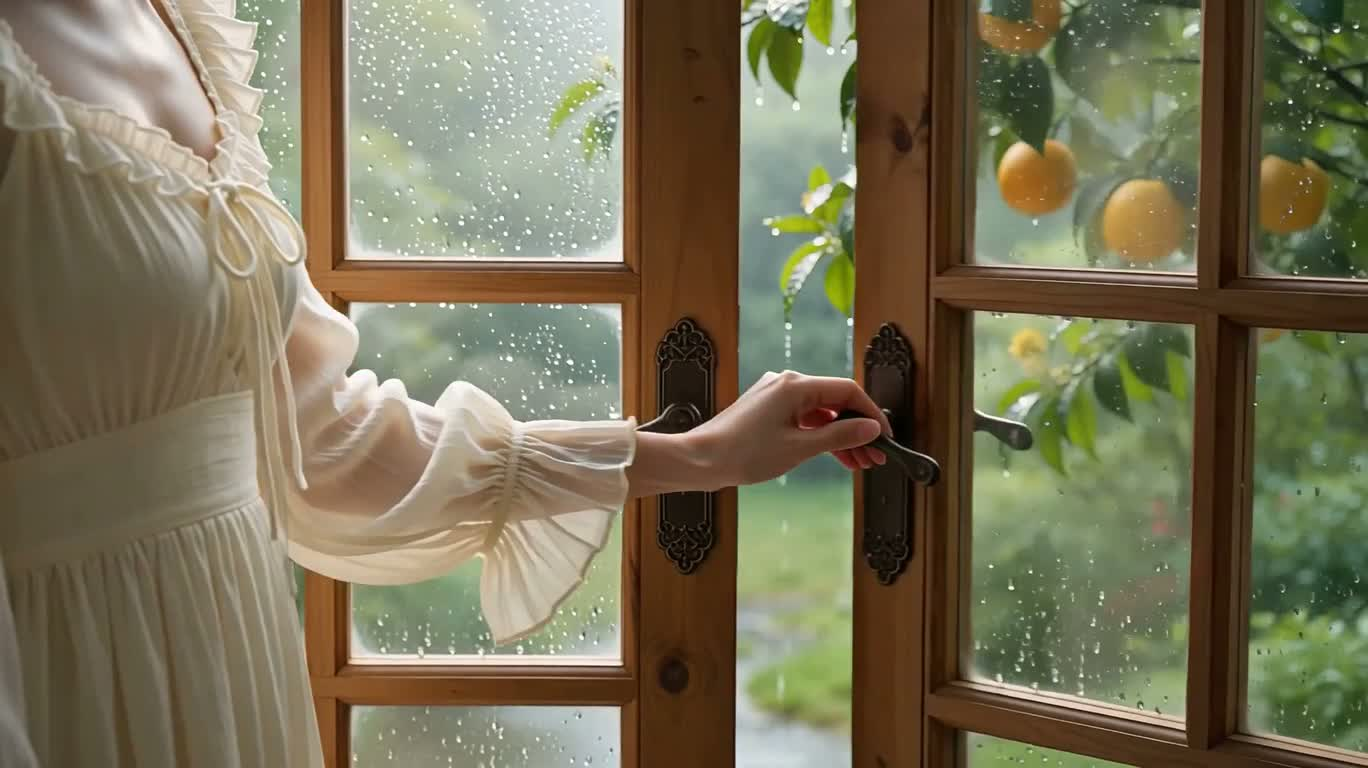 雨窗柠檬茶的宁静午后
