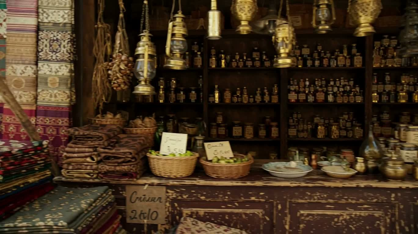 Многослойная сцена оживлённого рынка