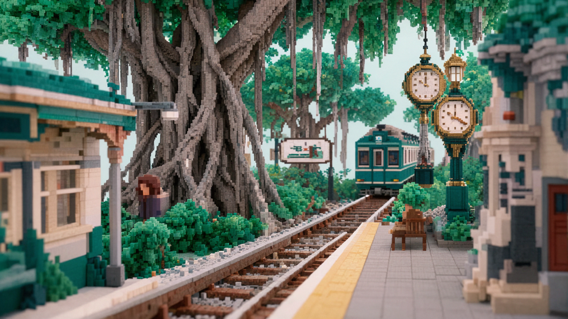Gare de l'Arbre Ancien · Miniature en voxels
