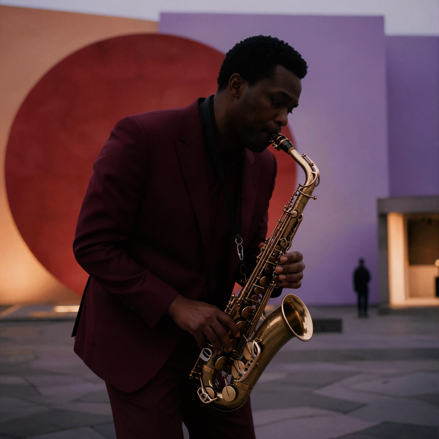 Adult African Male Jazz Musician · Saxophone Solo · Overcast Documentary — AI image creation