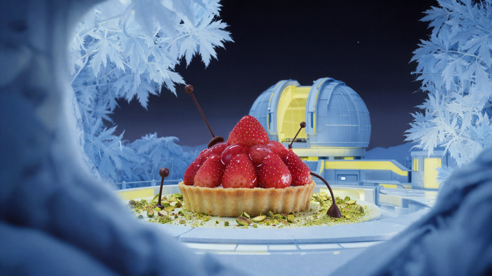Cosmic Strawberry Tower · Infrared Photography — AI image creation