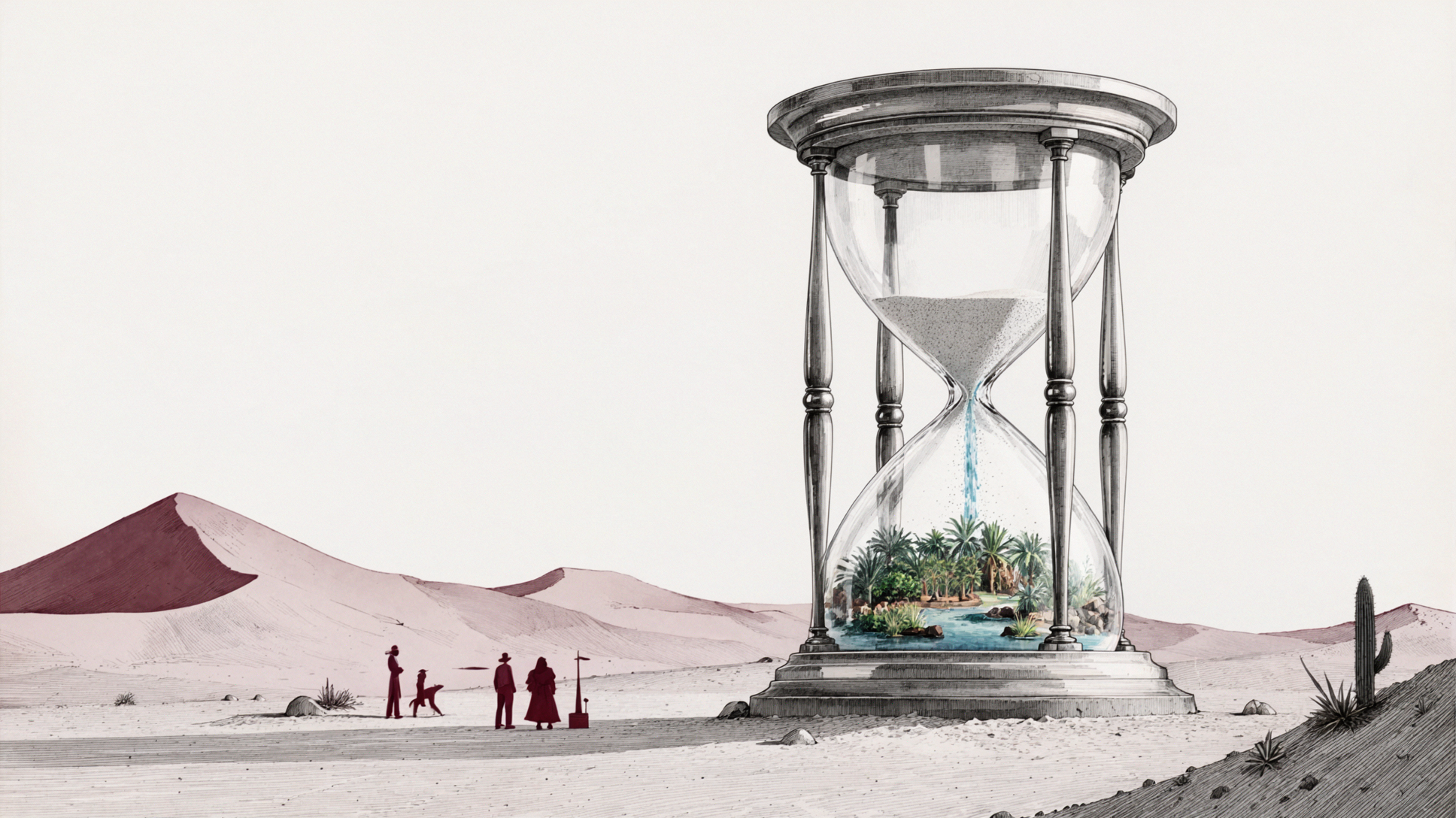 Oasis du sablier · Dessin au stylo — AI image creation