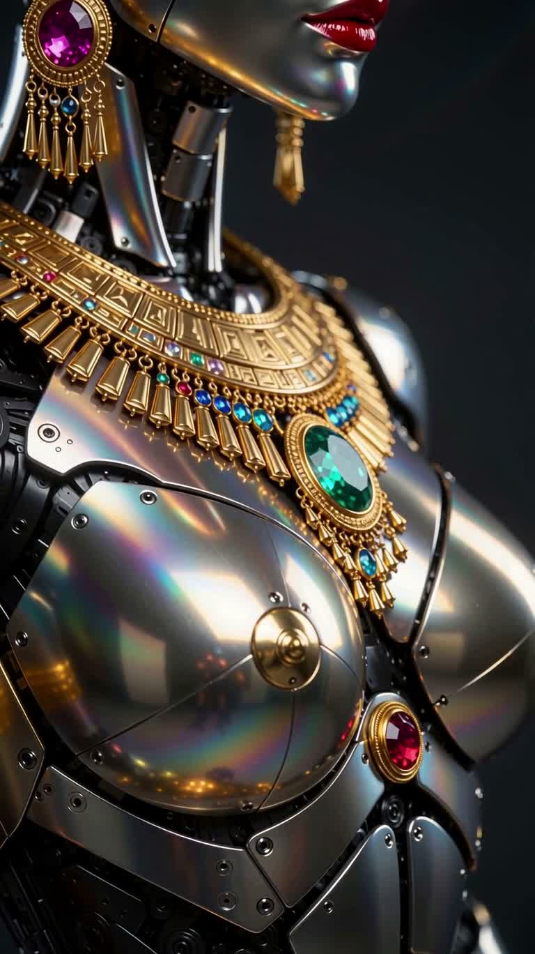 Iridescent Aztec Sun Goddess Robot