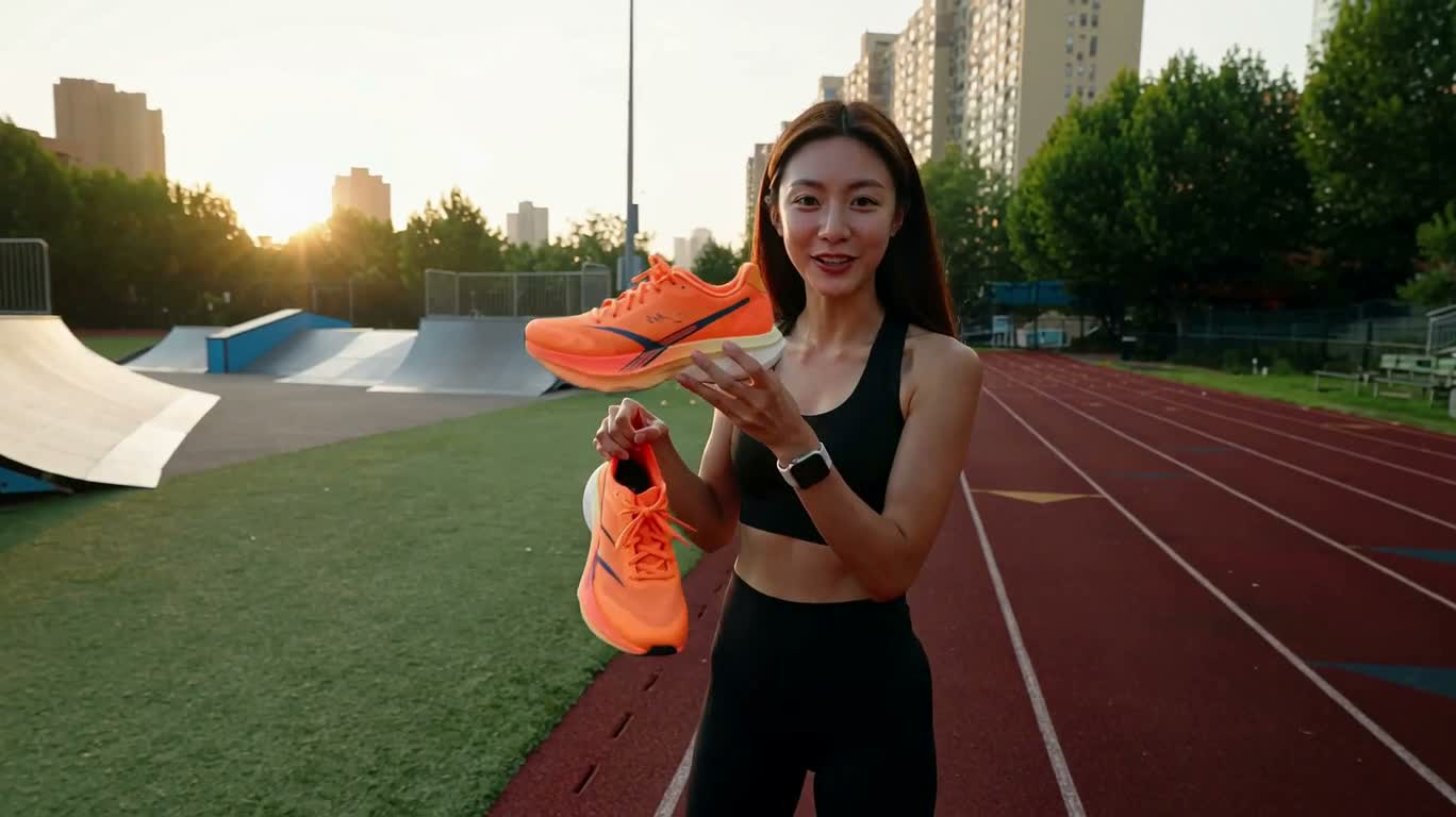 ゴールデンアワーのスケートパークでスニーカー体験