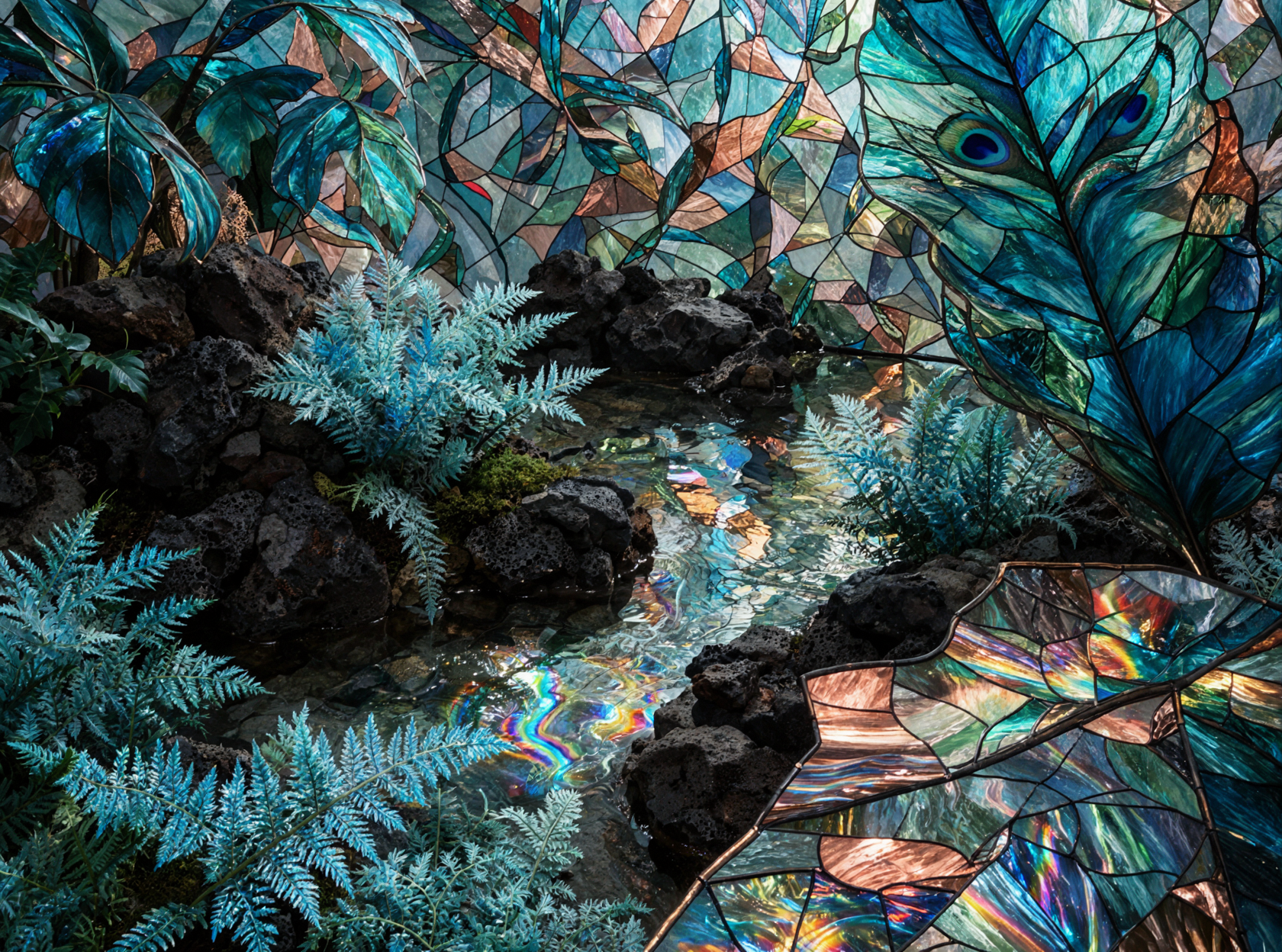 水晶シダの谷 · ステンドグラス — AI image creation