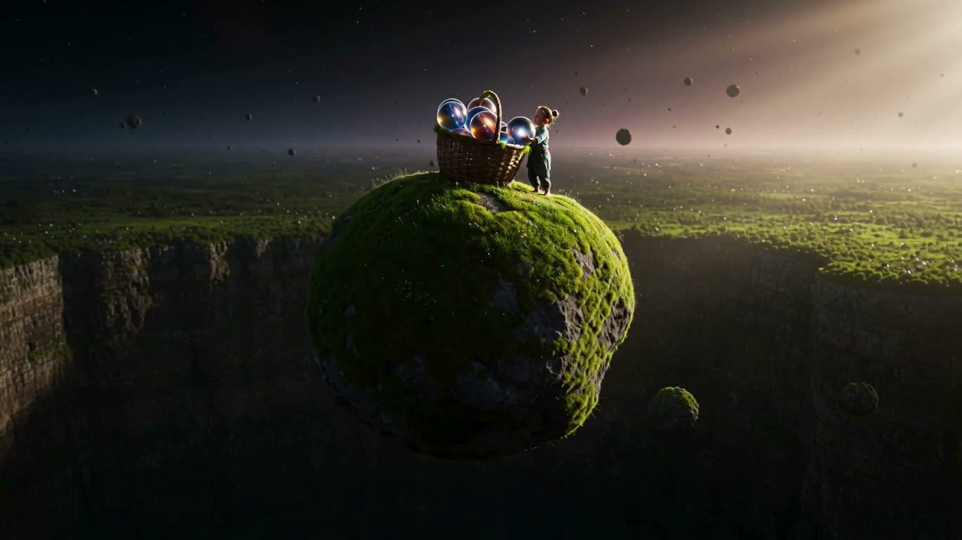 蛋篮中的微型宇宙 — AI video creation
