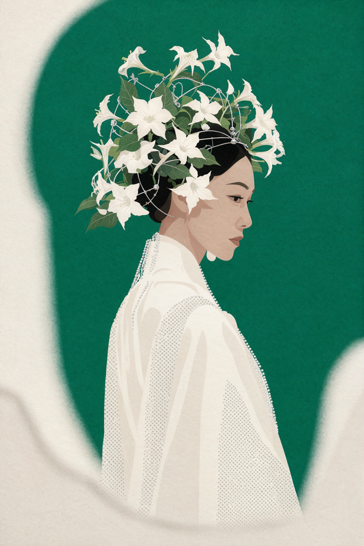 달빛 화관 · 실크스크린 포스터 — AI image creation
