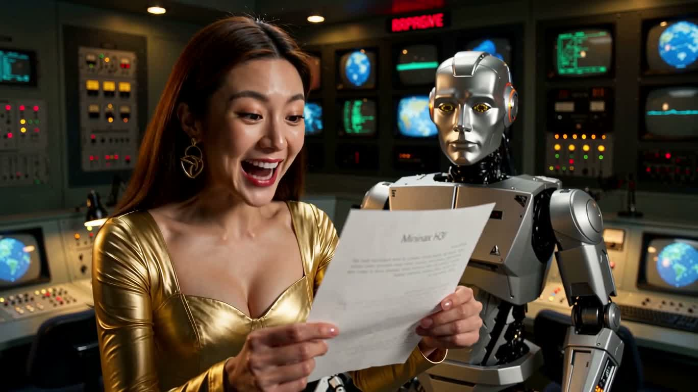 À mi-lecture du mot, le robot s'emballe aussi — AI video creation
