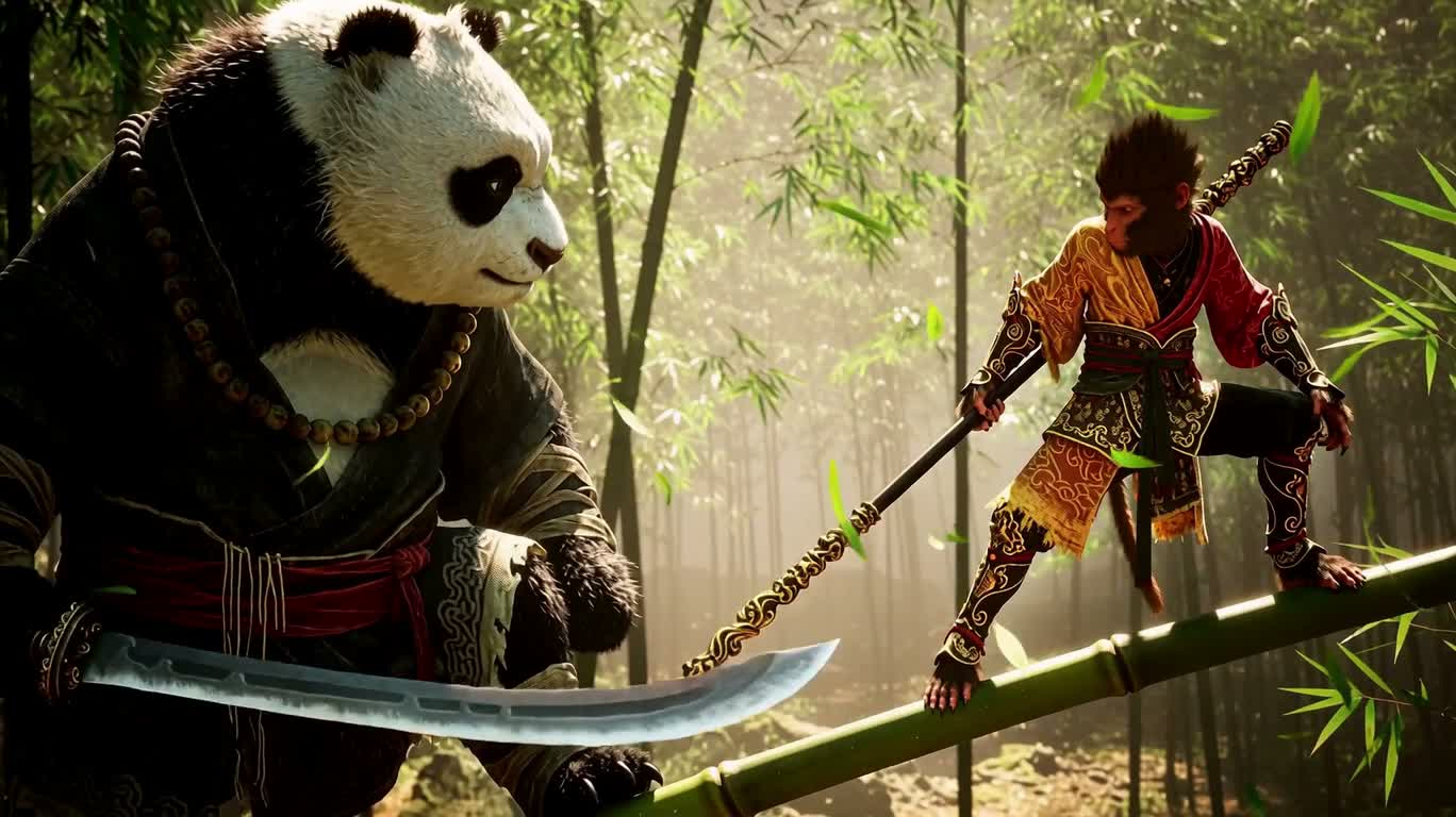 Panda Hero vs. Monkey King in the Bamboo Forest — AI video creation