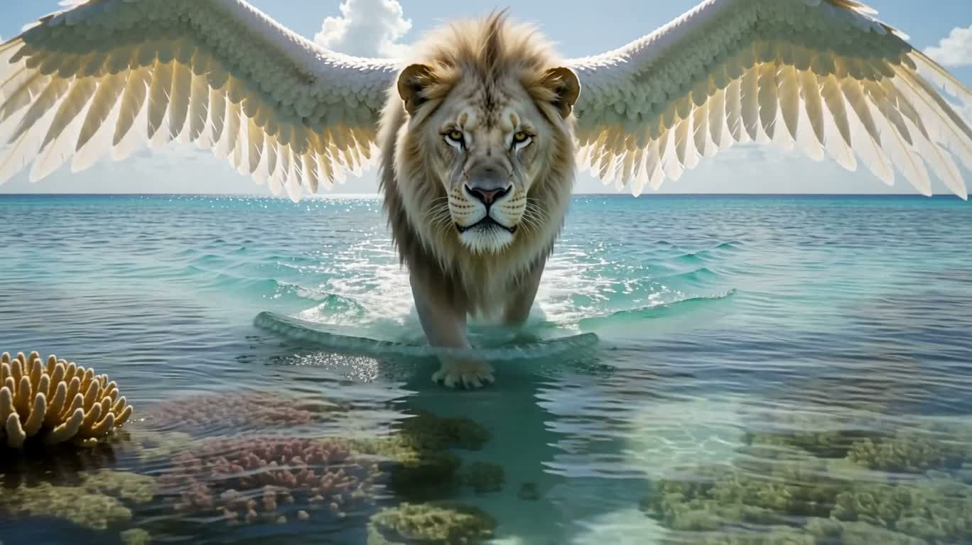 白翼雄狮踏海而行