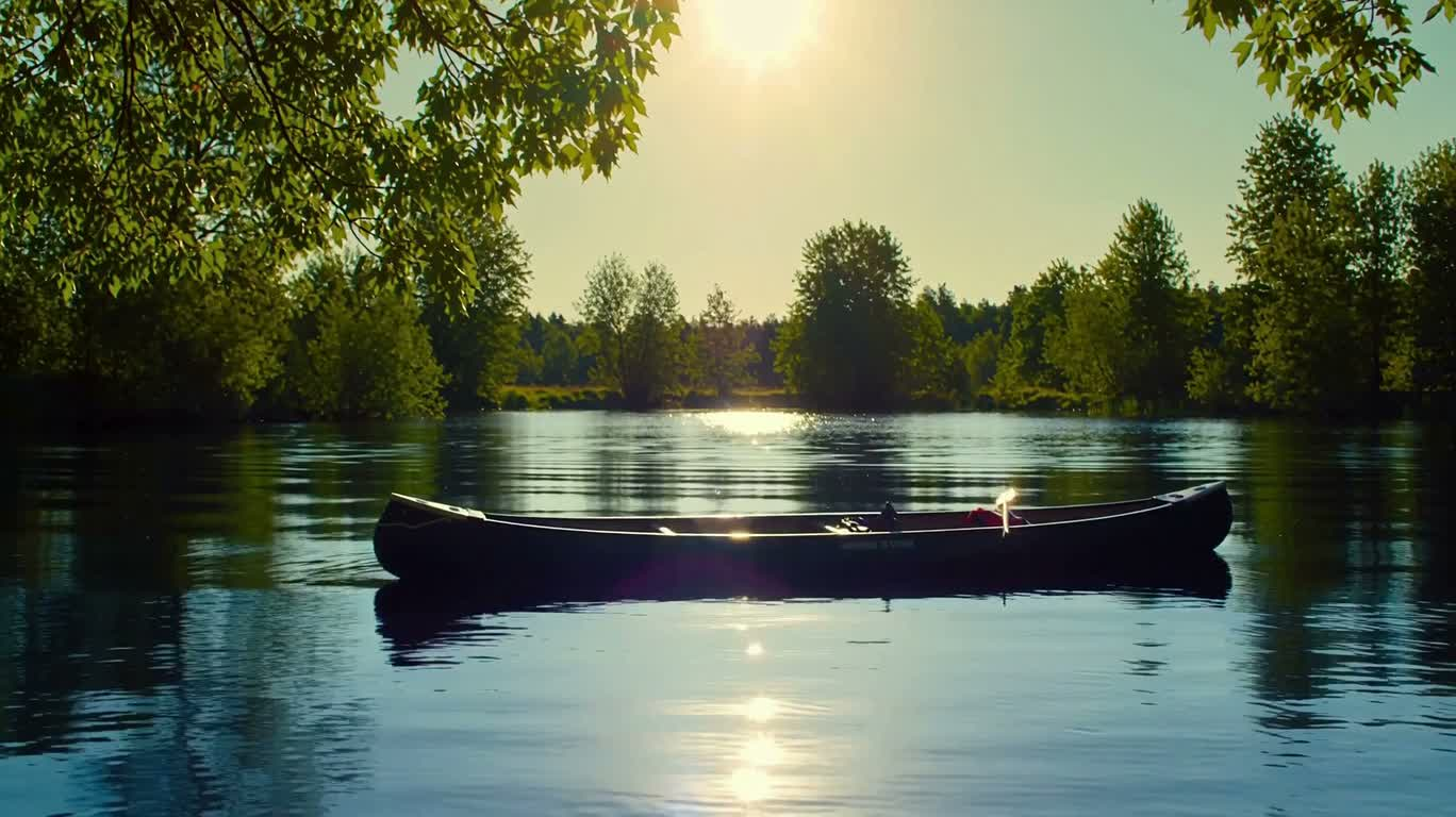 Canoe Capsizing on a Golden Lake