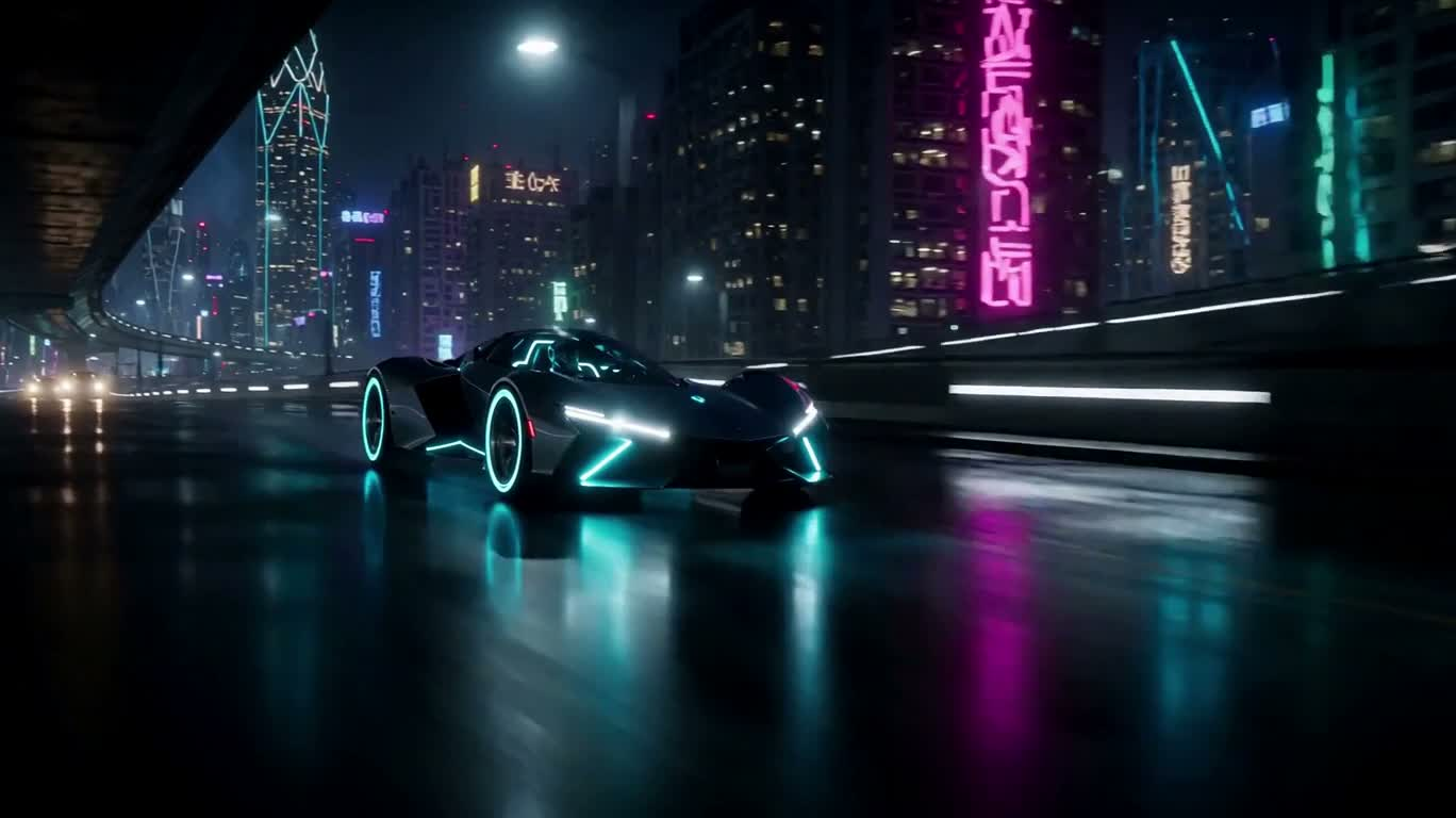 Neon Beast Racing Through the City