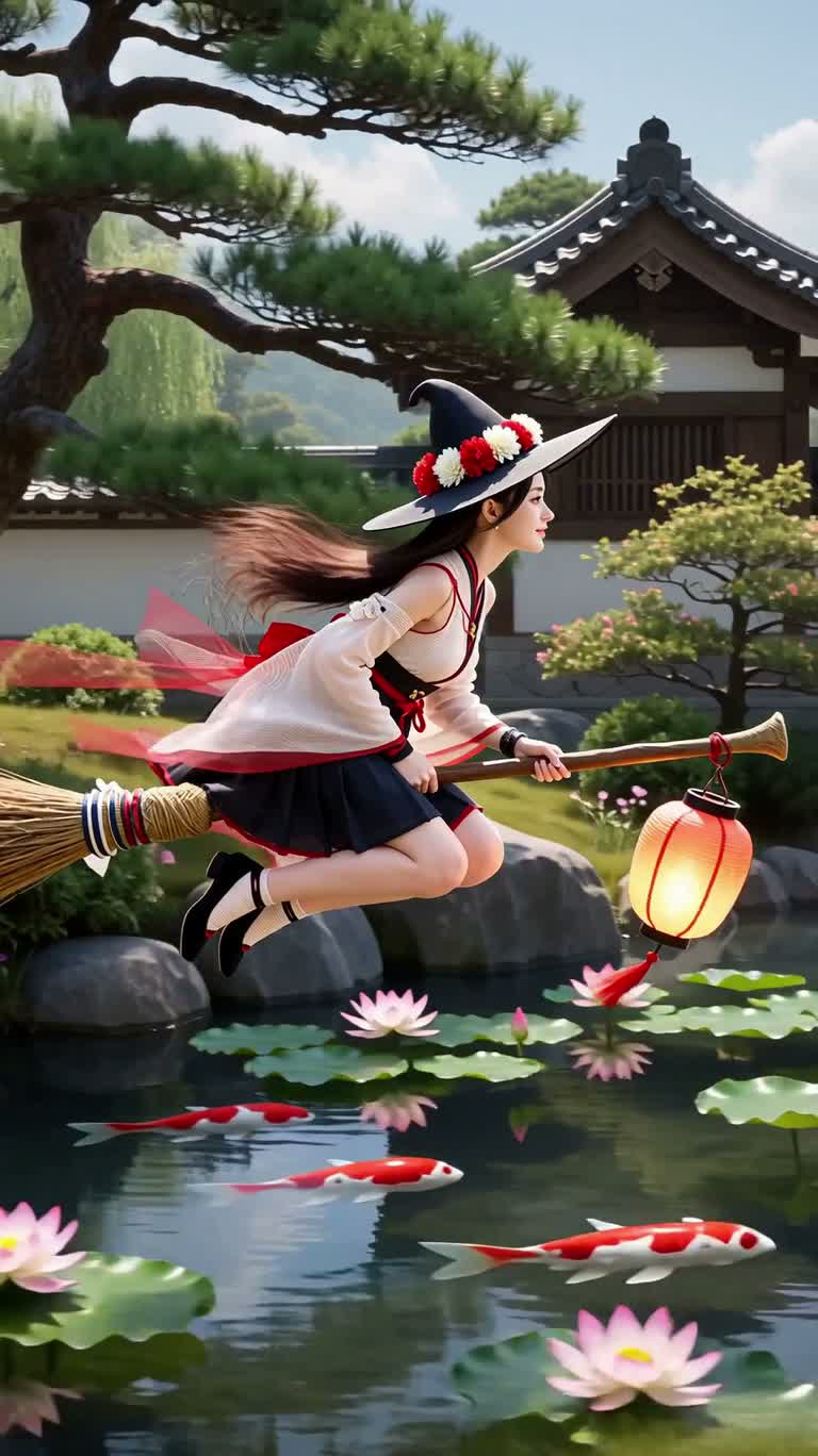 灯笼 witch 穿越三重东方幻境 — AI video creation