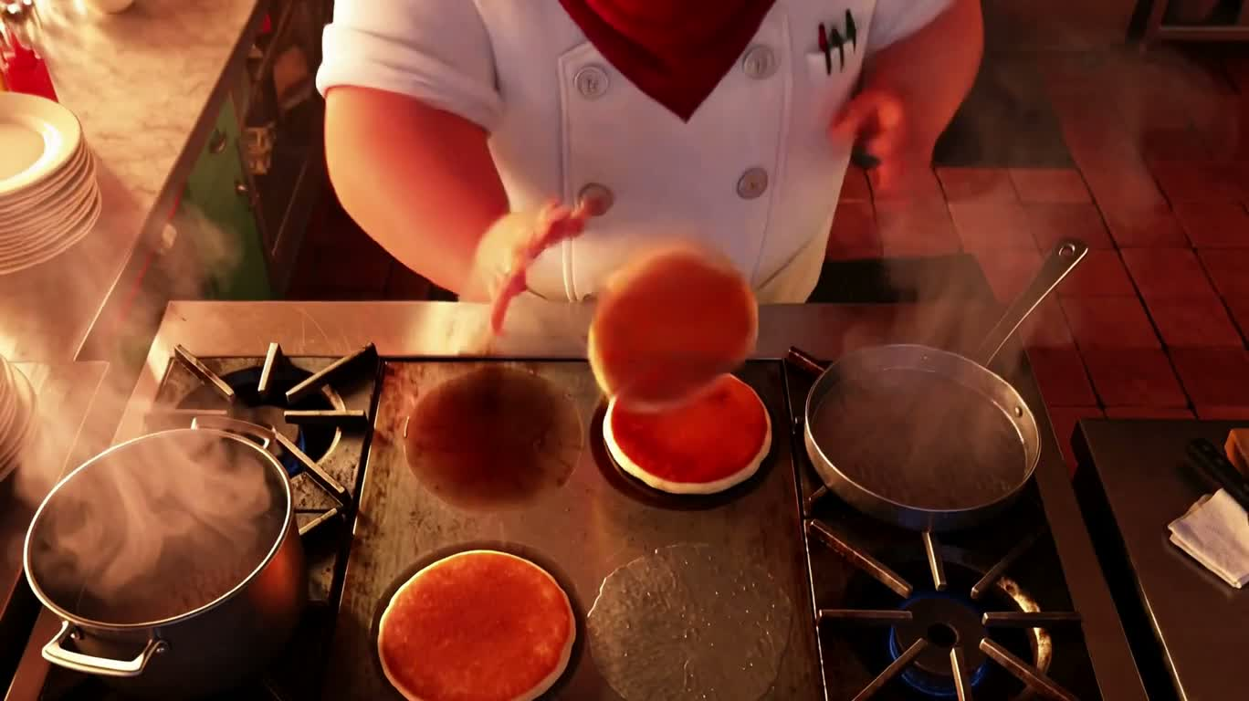 Pagaille de crêpes dans la cuisine du petit-déjeuner