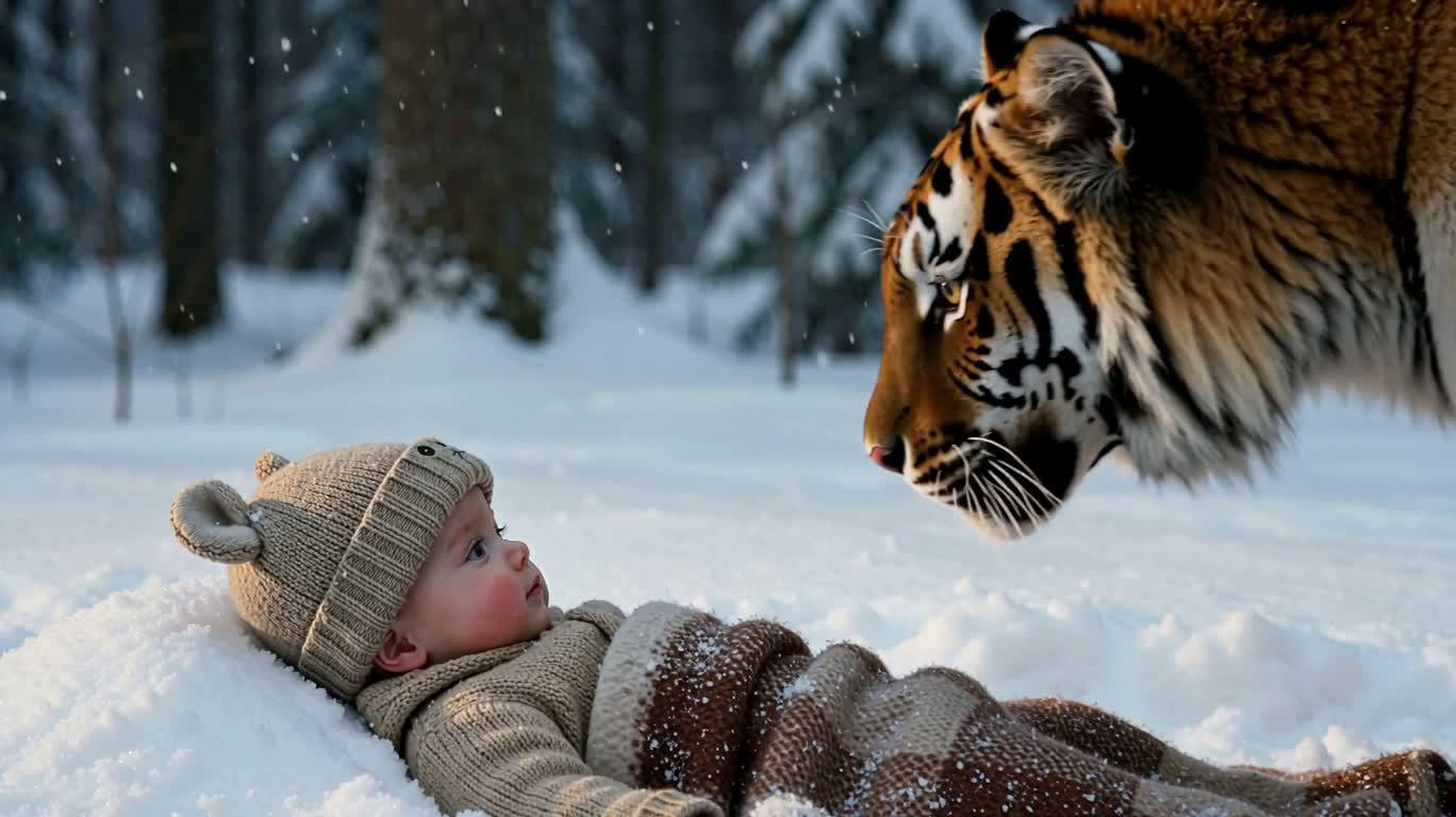雪林中的守护之吻
