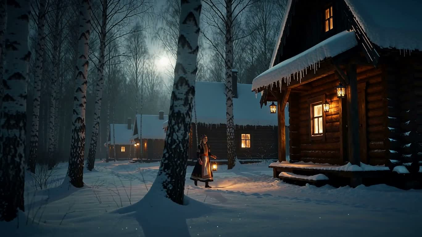 Contes populaires russes dans une forêt enneigée