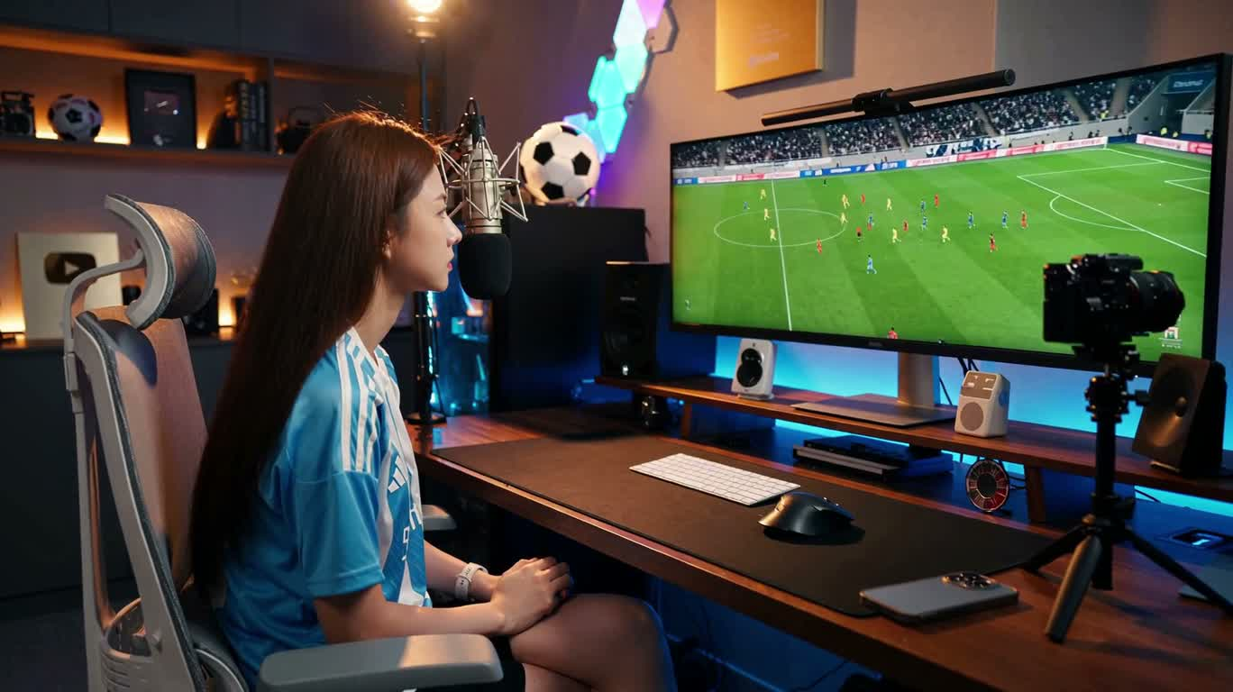 サッカー生中継での驚きの反応
