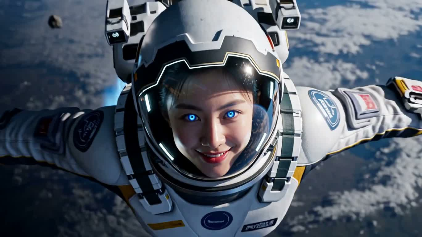 Vol dans l'anneau : l'astronaute à la flamme bleue