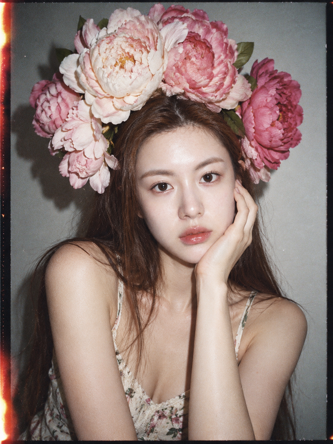 一次性胶片风巨型花环时尚少女