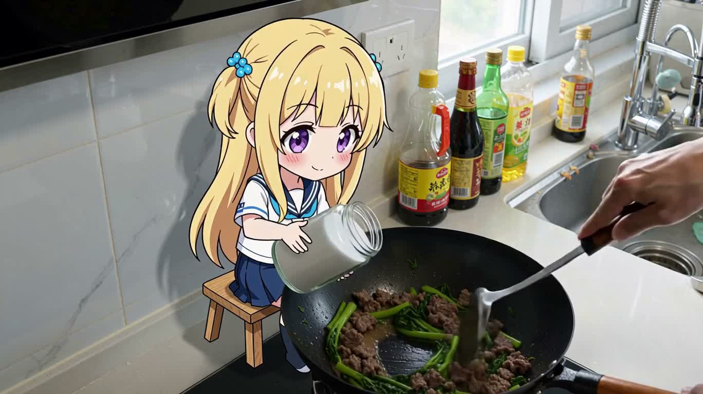Farce de la montagne de sel : la catastrophe culinaire de la fille sticker anime