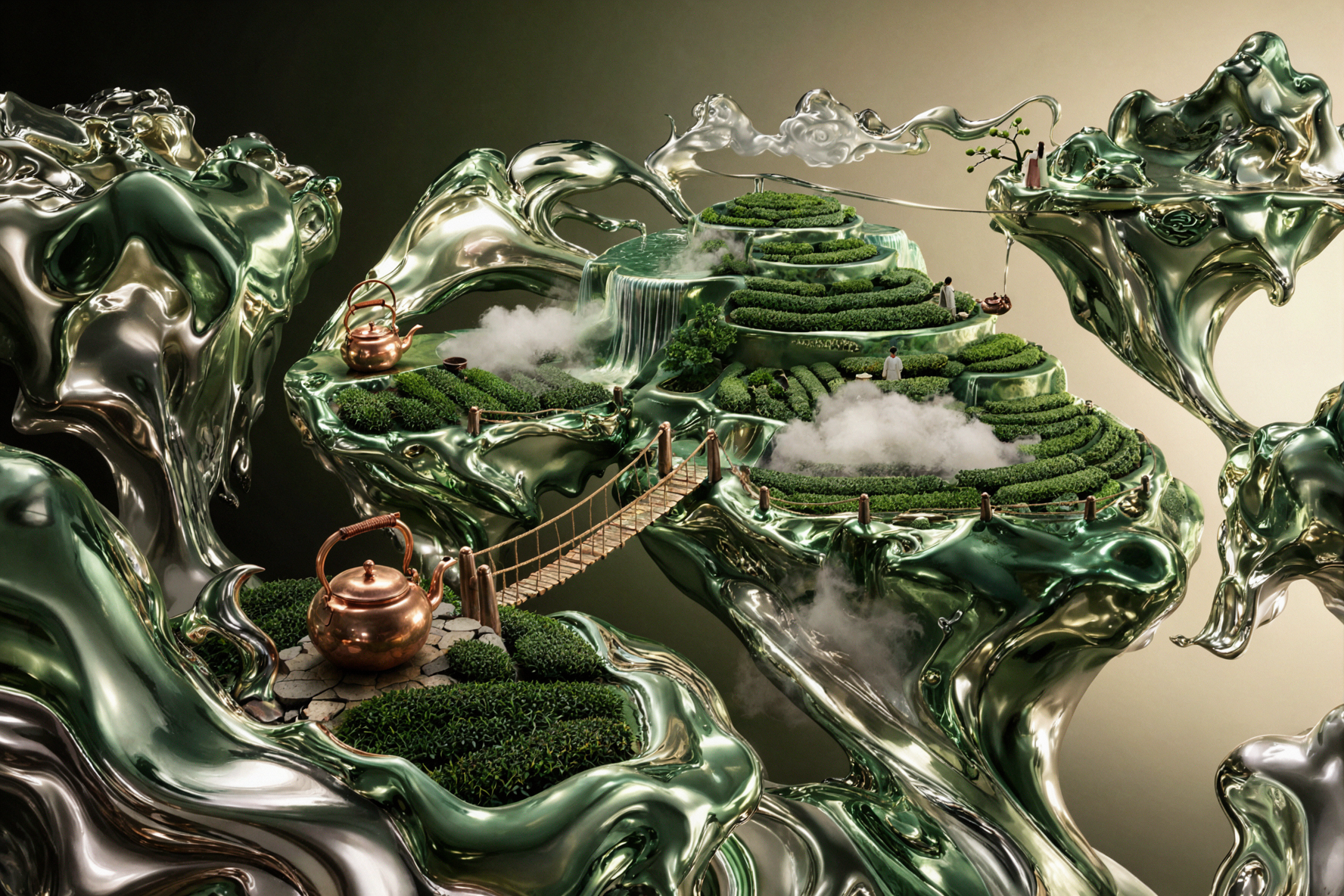 Cloud Tea Garden · Liquid Metal — AI image creation