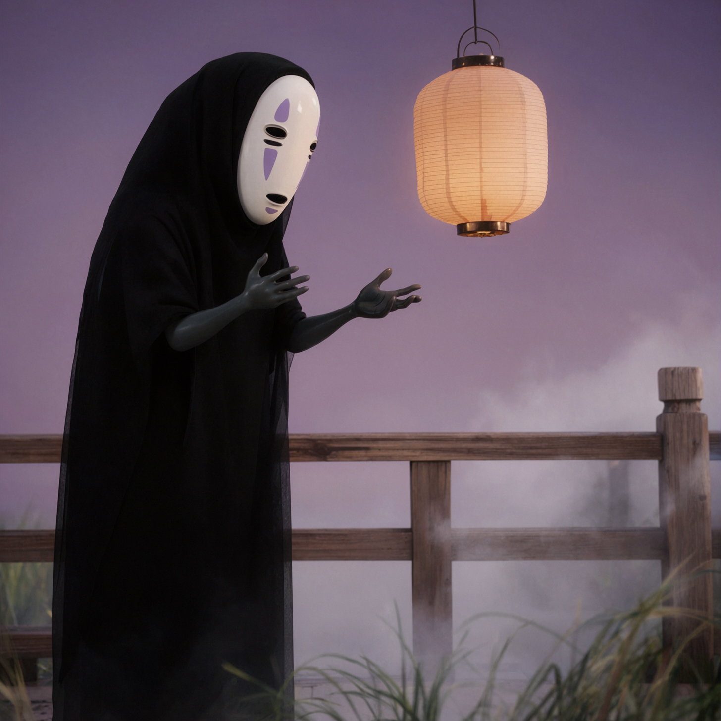 カオナシ · 風に揺れる紙灯籠 · クロス偏光 — AI image creation