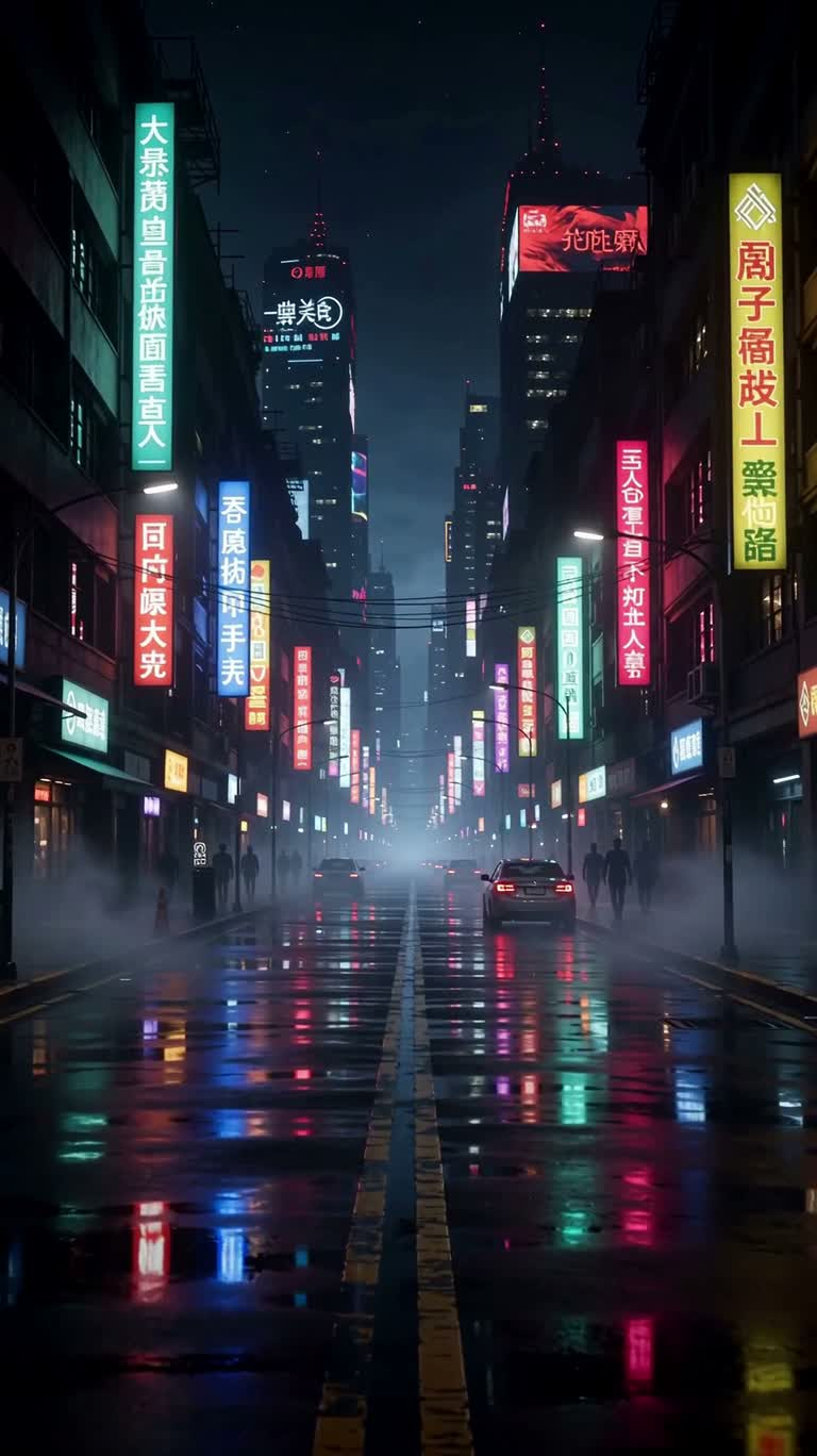 Blue-Haired Vampire in a Neon Night City