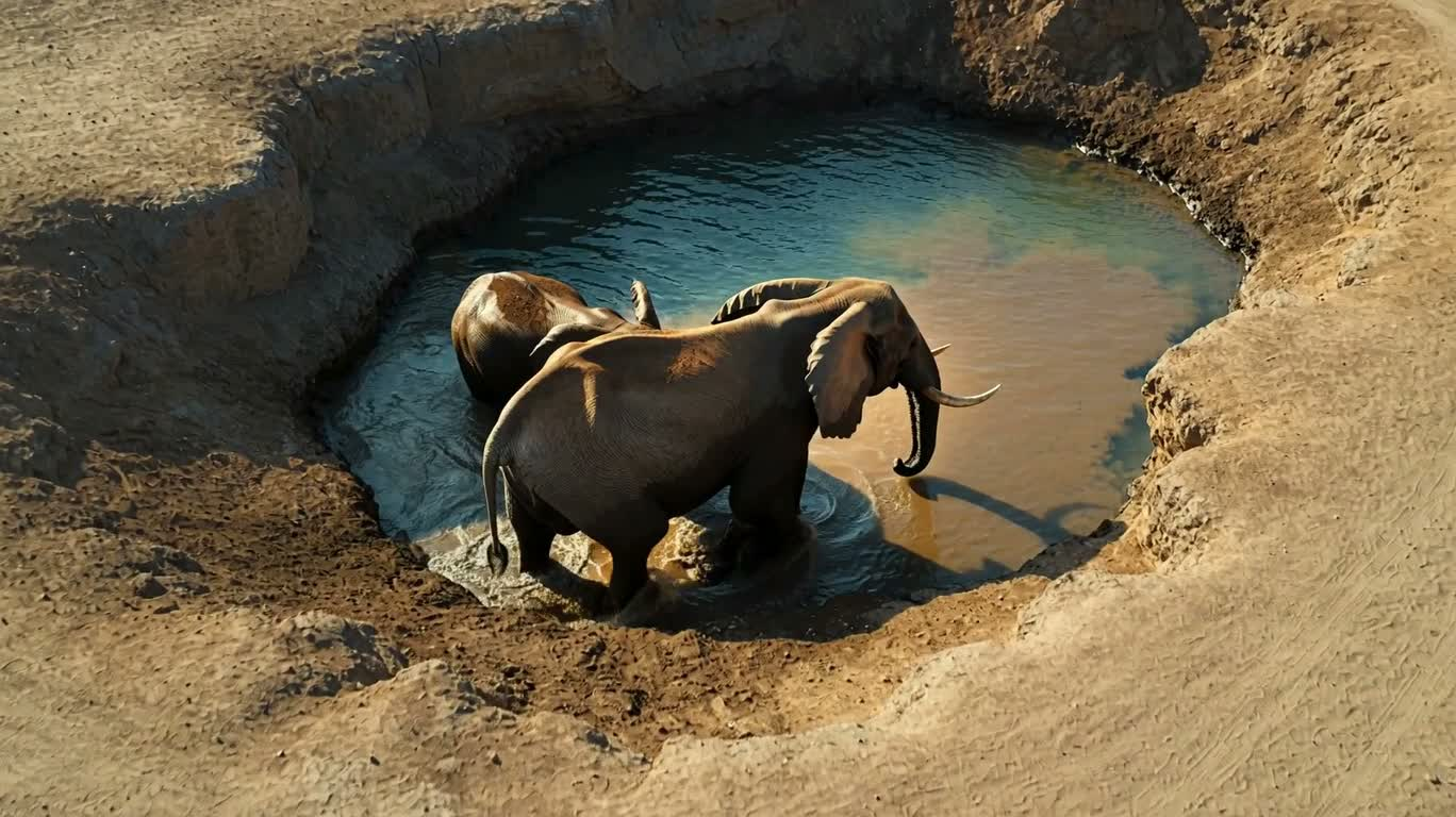 Elephant at a Desert Waterhole
