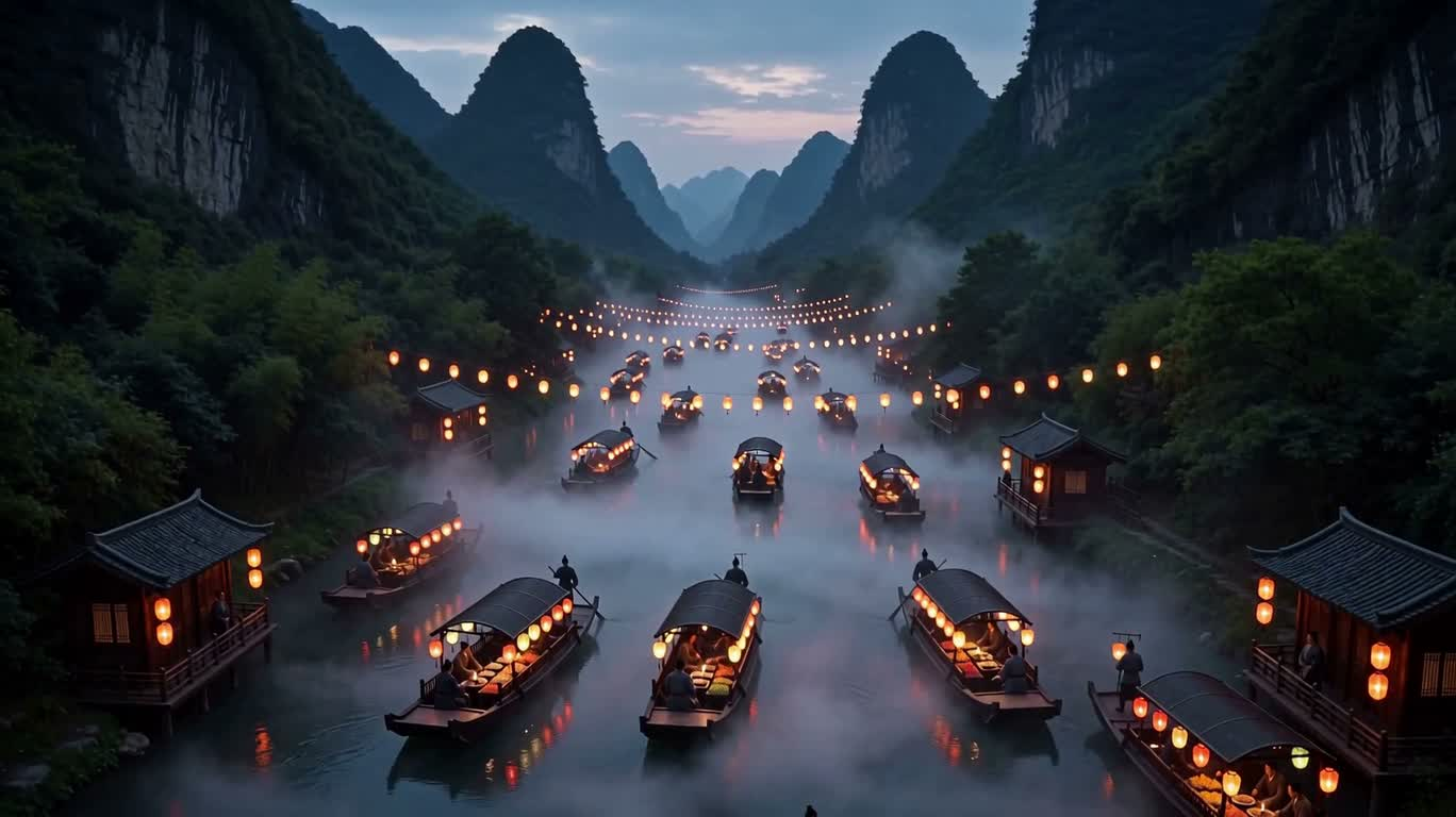 雾河灯市