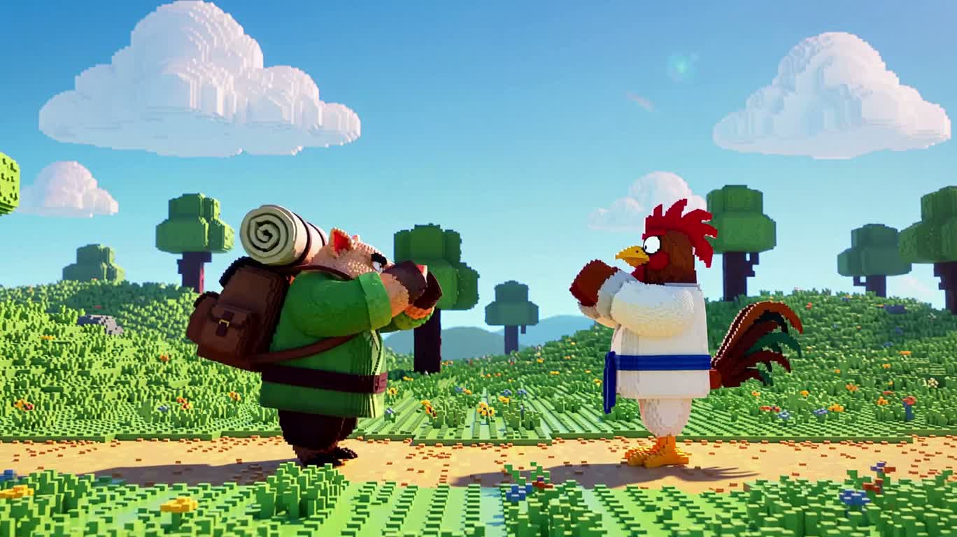 Block World: Martial Arts Duel of Boar and Rooster