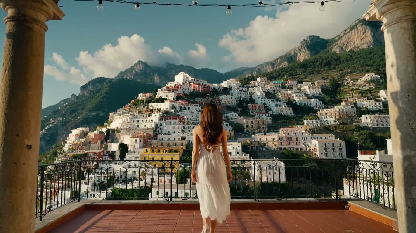 Vue depuis un balcon de la côte amalfitaine