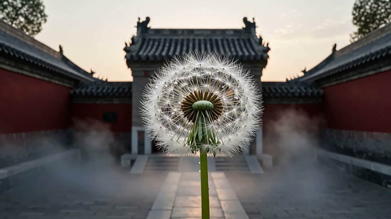 蒲公英掠过古都晨光 — AI video creation