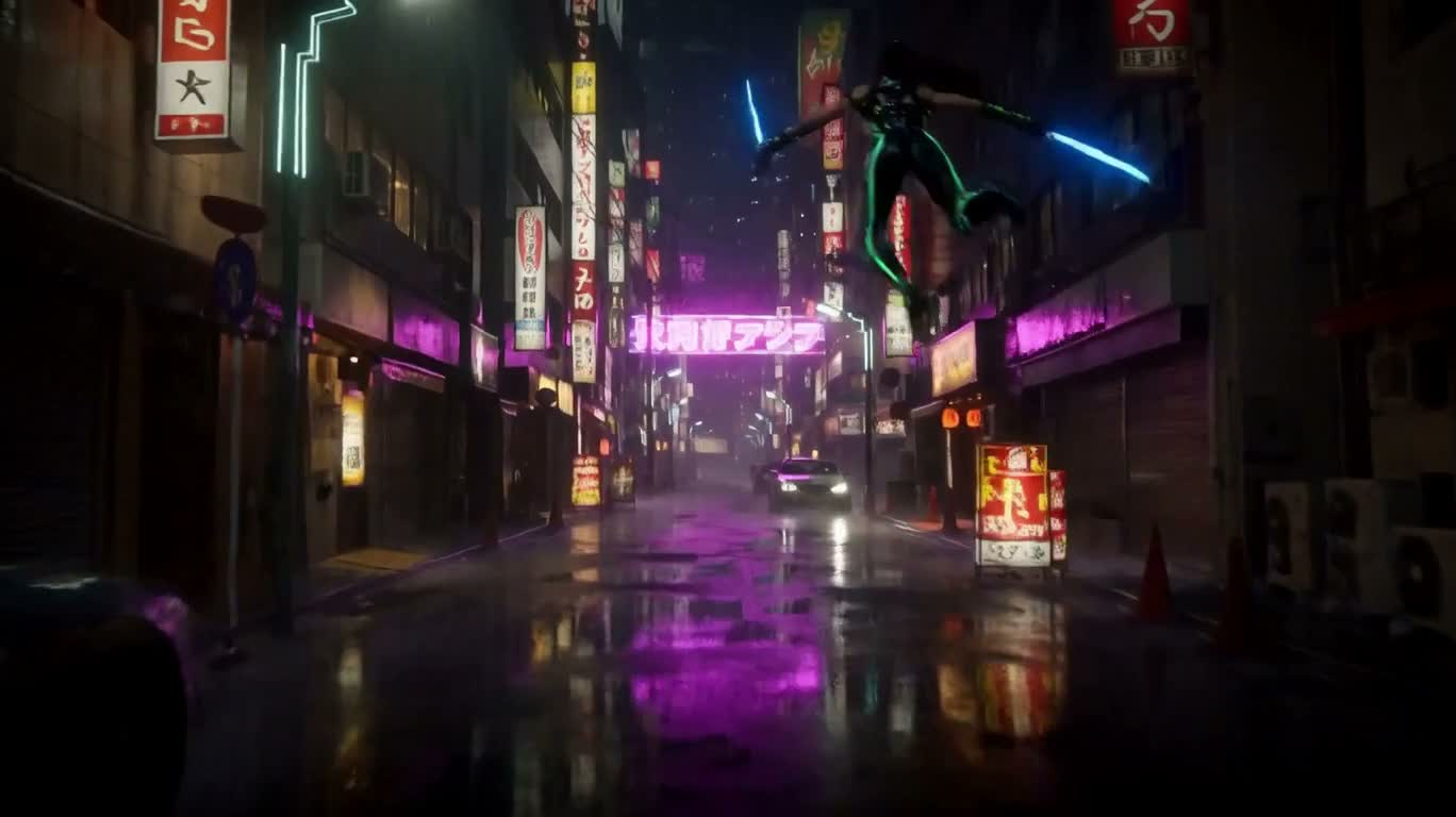 霓虹街头:赛博忍者对决全息巨兽