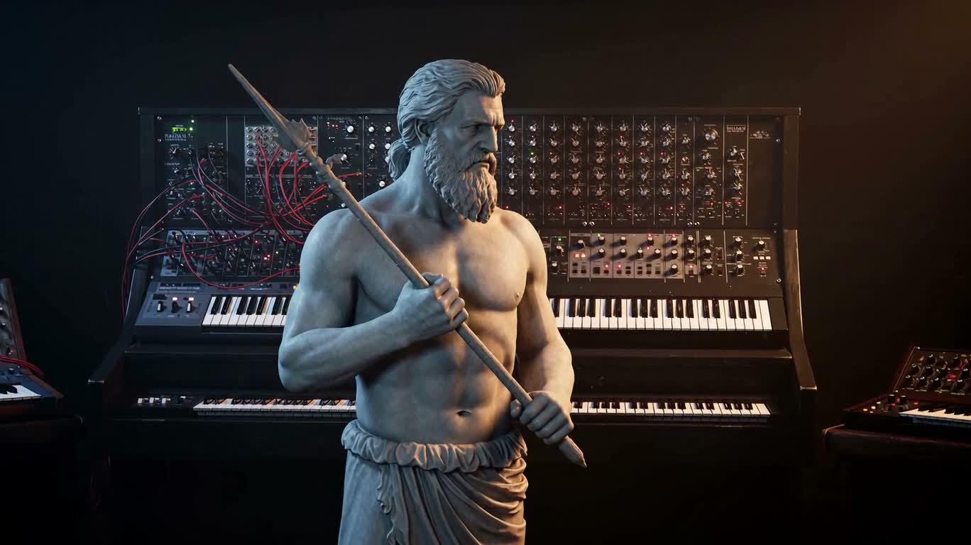 대리석 야만인과 모듈러 신시사이저 — AI video creation