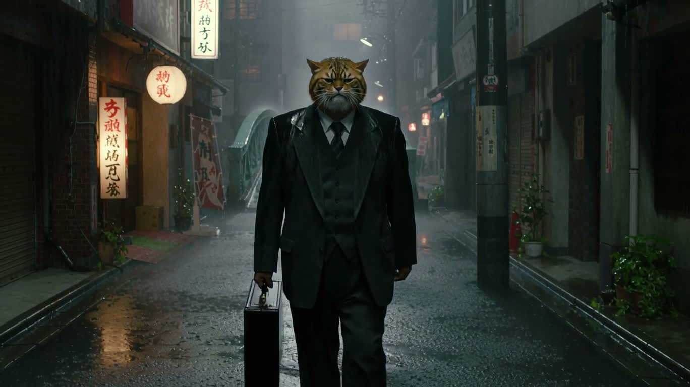 雨の路地の裂け口女:オフィス猫の不条理な逃走