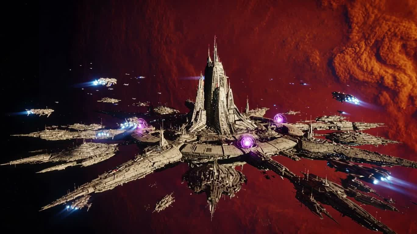 ガス惑星の軌道に浮かぶ都市 — AI video creation