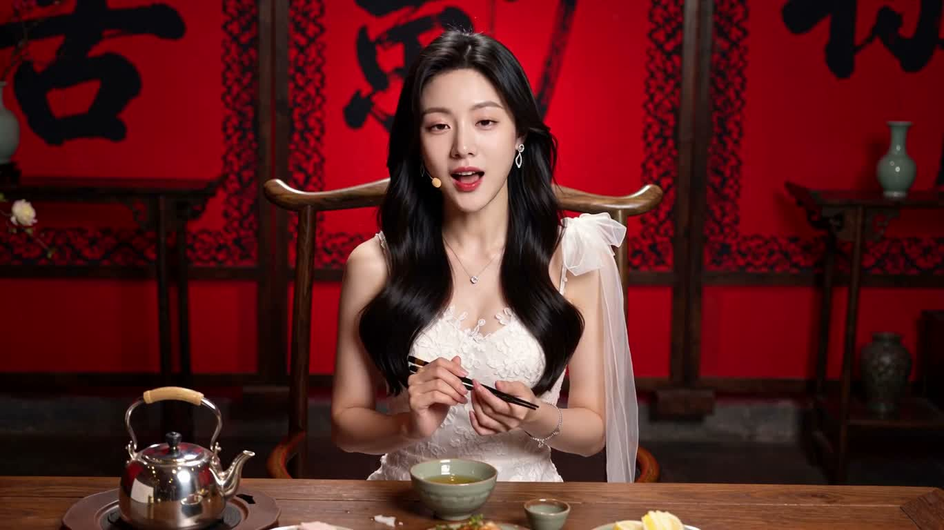 붉은 벽 앞의 고요한 대화