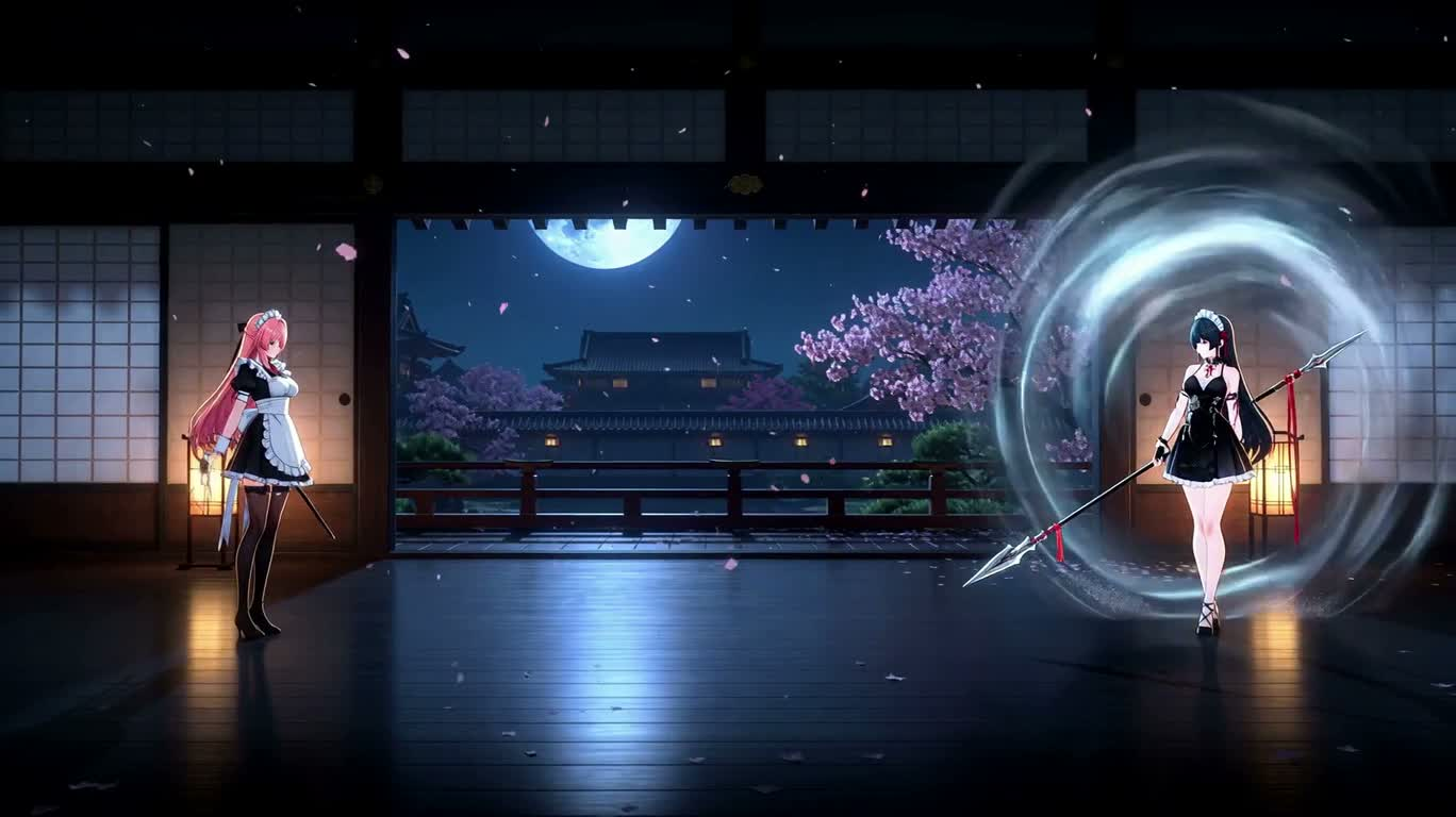 月夜和风走廊的女仆双刃决斗