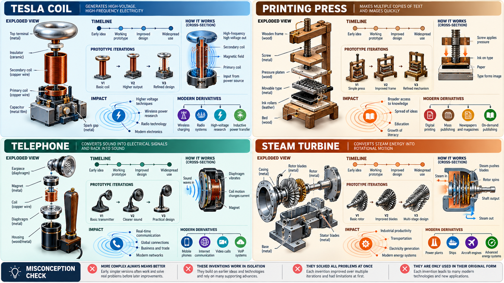 Infographic đẳng cự 2x2 về bốn phát minh công nghệ