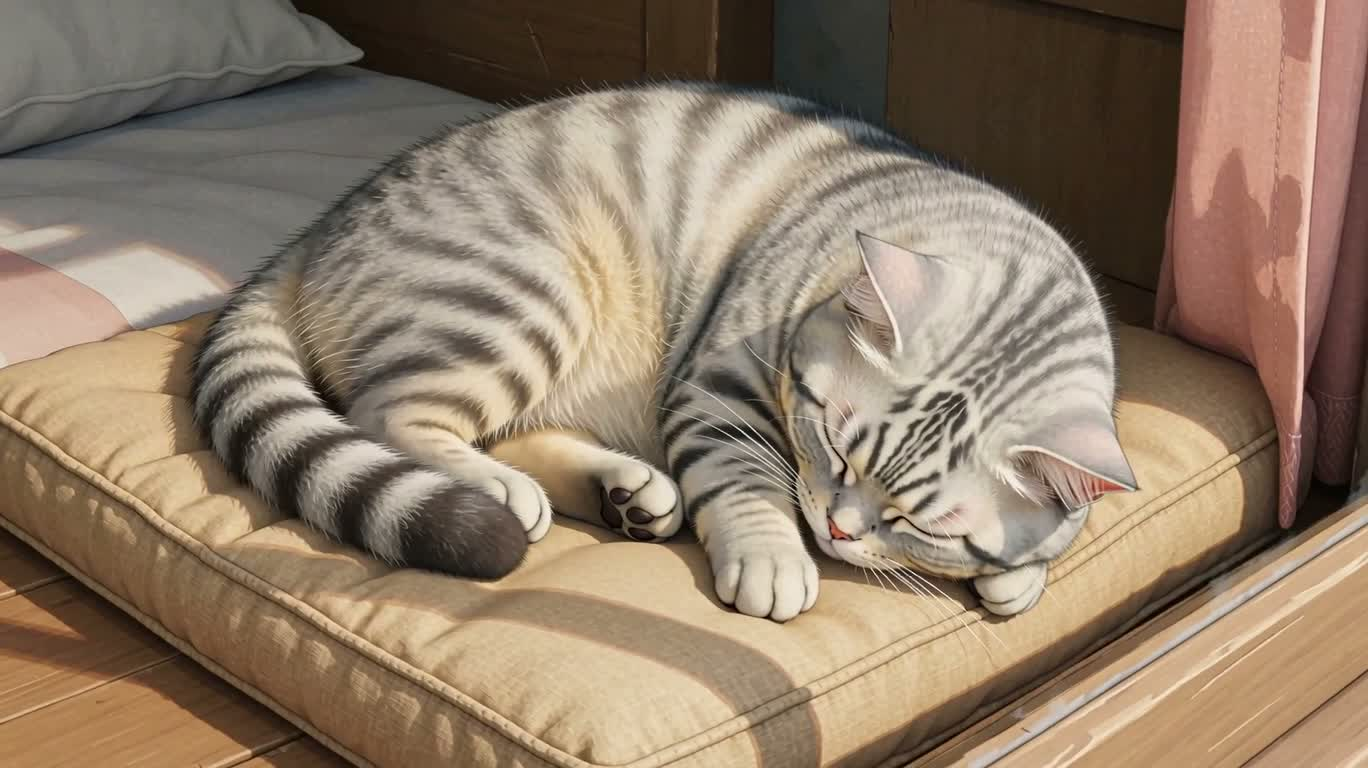 午後の窓辺の猫 — AI video creation